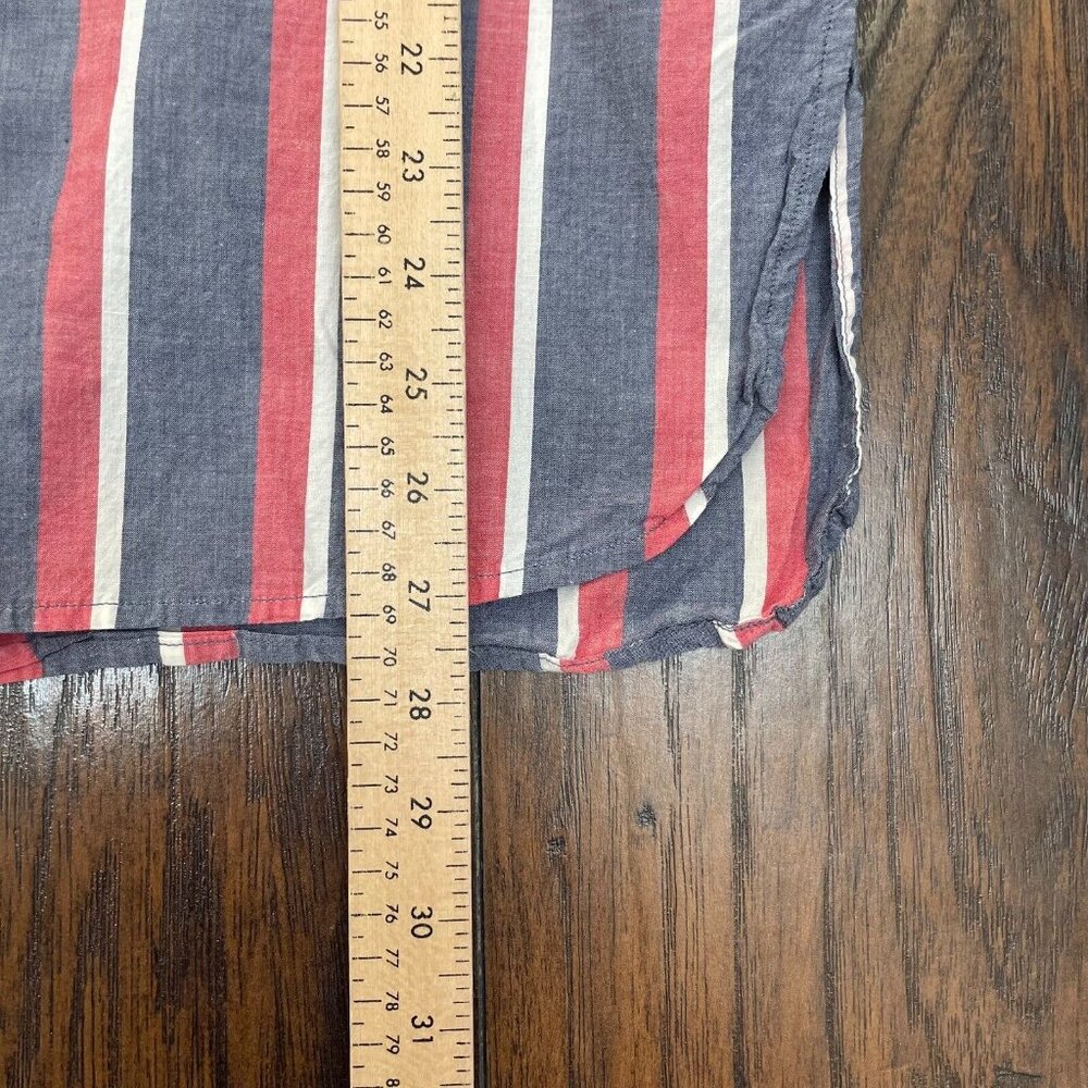 Old Navy Tunic Top Small Blue Red White Striped Americana Shirt Cotton Women's - Picture 9 of 12